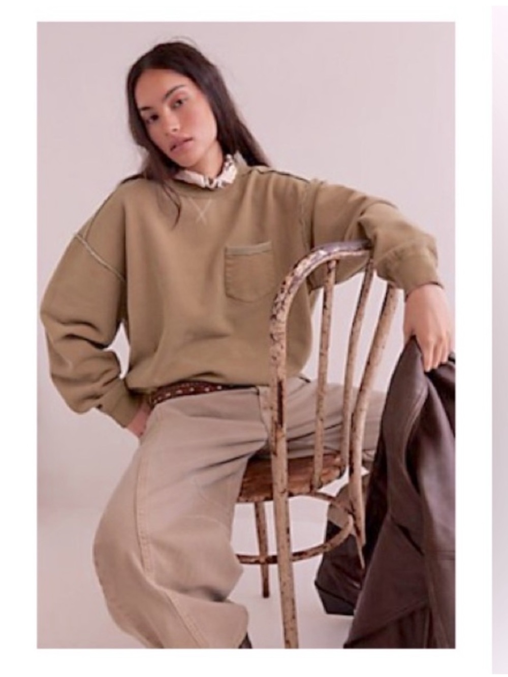 FREE PEOPLE Tan Oversized Sweatshirt